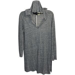Cynthia Rowley 100% Linen Light Grey Cardigan Hoodie